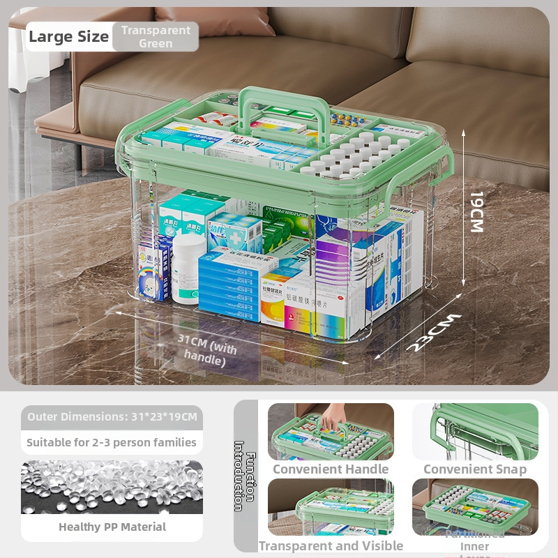 Κιβώτιο φαρμάκων οικιακής χρήσης, μεγάλη χωρητικότητα με διαχωρισμένες θήκες; πλαστικό, φορητό, μοντέλο 8099, δυνατότητα εκτύπωσης λογότυπου, 2 θήκες