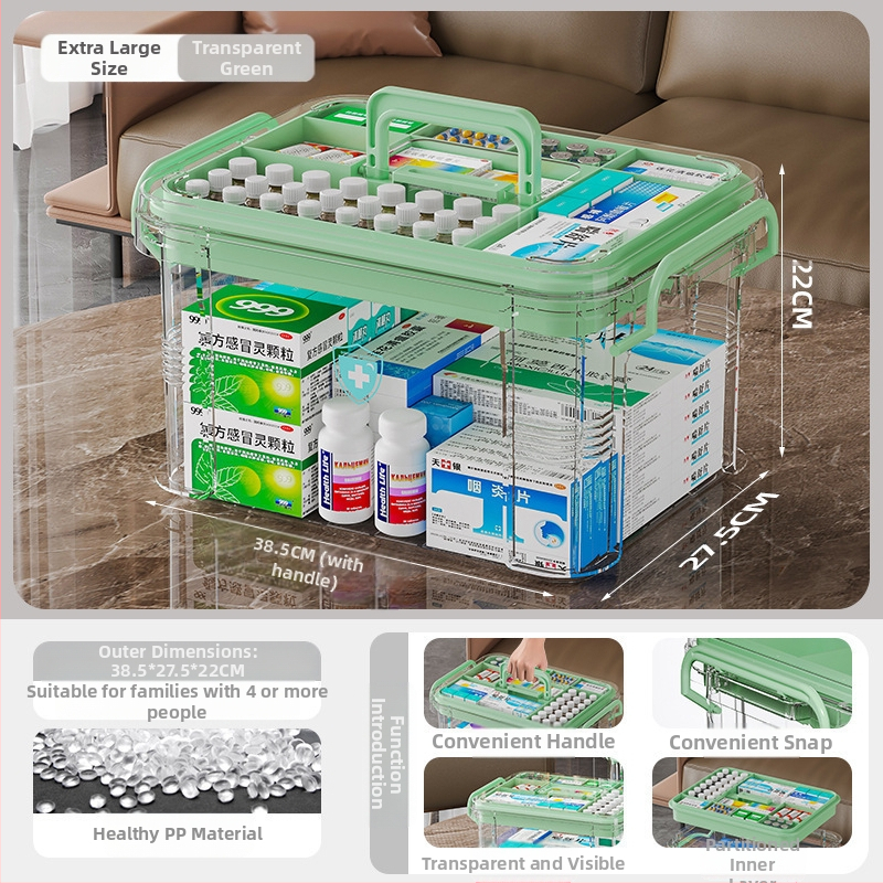 Κιβώτιο φαρμάκων οικιακής χρήσης, μεγάλη χωρητικότητα με διαχωρισμένες θήκες; πλαστικό, φορητό, μοντέλο 8099, δυνατότητα εκτύπωσης λογότυπου, 2 θήκες