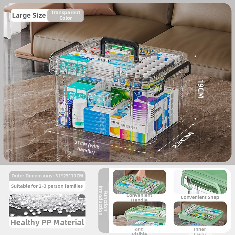 Κιβώτιο φαρμάκων οικιακής χρήσης, μεγάλη χωρητικότητα με διαχωρισμένες θήκες; πλαστικό, φορητό, μοντέλο 8099, δυνατότητα εκτύπωσης λογότυπου, 2 θήκες