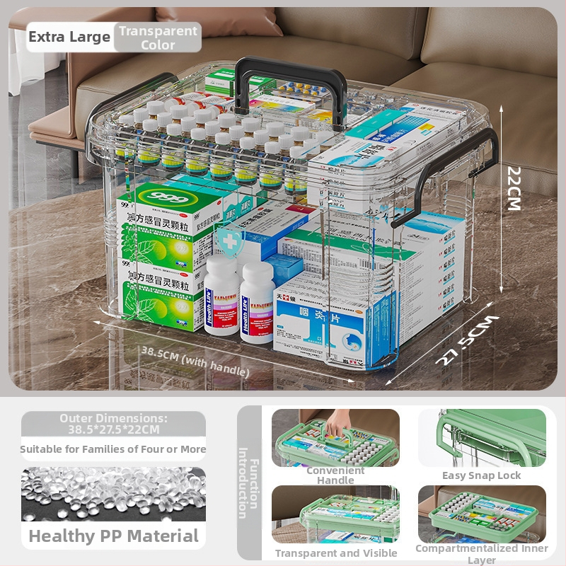 Κιβώτιο φαρμάκων οικιακής χρήσης, μεγάλη χωρητικότητα με διαχωρισμένες θήκες; πλαστικό, φορητό, μοντέλο 8099, δυνατότητα εκτύπωσης λογότυπου, 2 θήκες