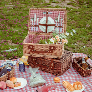 Välise piknikukorvi rotangist ja bambusest konstruktsioon, kaasaskantav hoiukorv