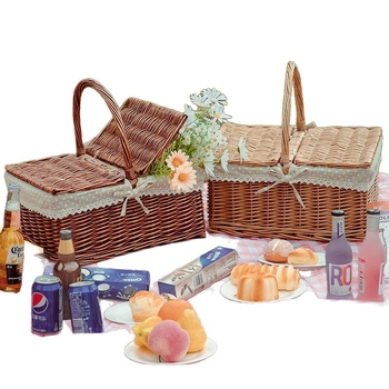 Välise piknikukorvi rotangist ja bambusest konstruktsioon, kaasaskantav hoiukorv