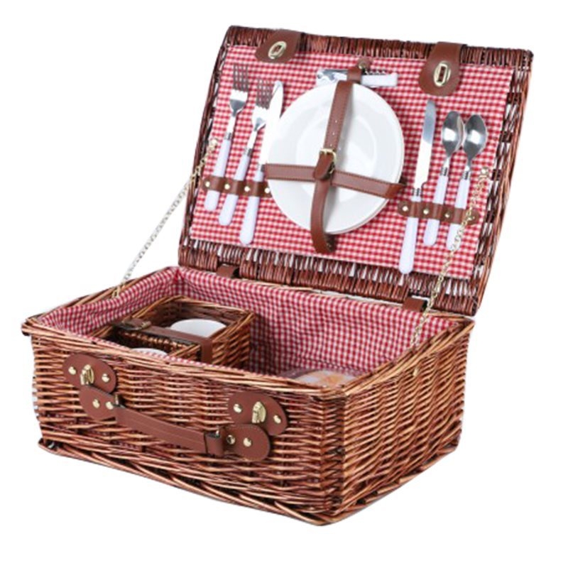 Välise piknikukorvi rotangist ja bambusest konstruktsioon, kaasaskantav hoiukorv