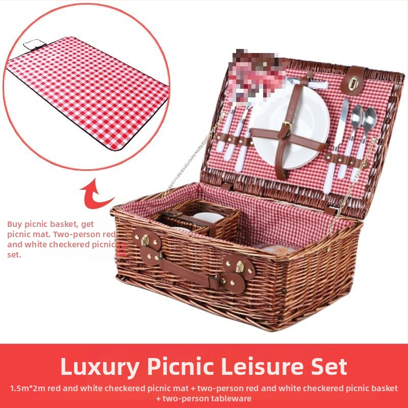 Välise piknikukorvi rotangist ja bambusest konstruktsioon, kaasaskantav hoiukorv