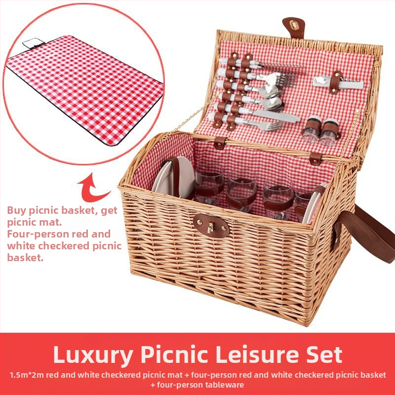 Välise piknikukorvi rotangist ja bambusest konstruktsioon, kaasaskantav hoiukorv