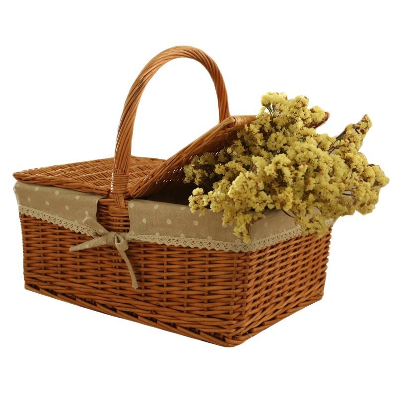 Välise piknikukorvi rotangist ja bambusest konstruktsioon, kaasaskantav hoiukorv