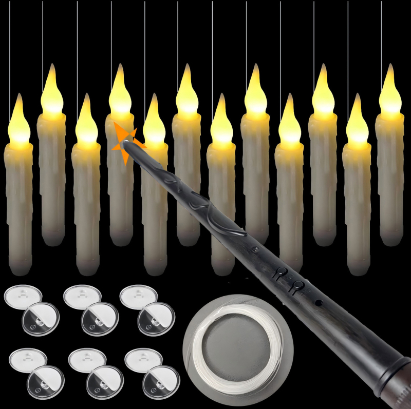 Alanga LED žvakė – cilindrinė, iš plastiko, nuotolinio valdymo, dekoravimui Halovyno bei gimtadienio šventėms