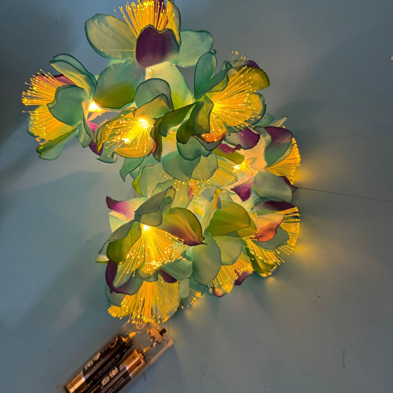 Virág alakú LED fényfüzér, IP44 védelem, 10 LED, akkumulátorral működik