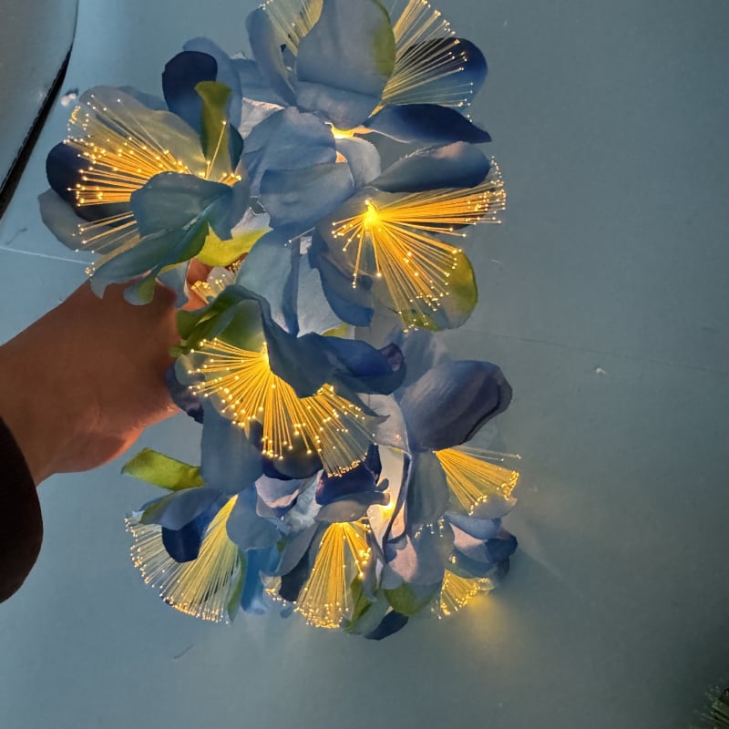 Virág alakú LED fényfüzér, IP44 védelem, 10 LED, akkumulátorral működik