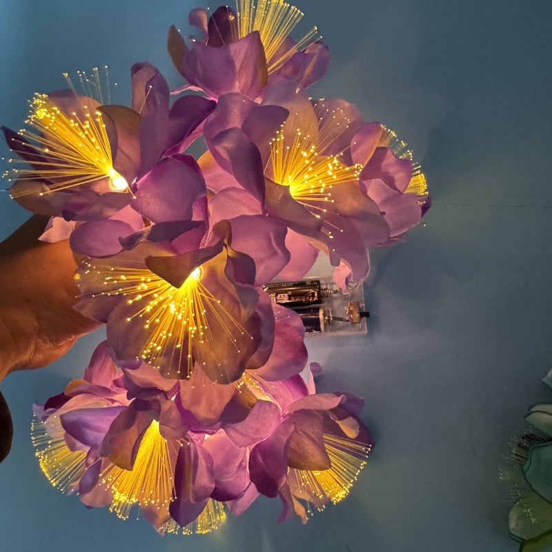 Virág alakú LED fényfüzér, IP44 védelem, 10 LED, akkumulátorral működik