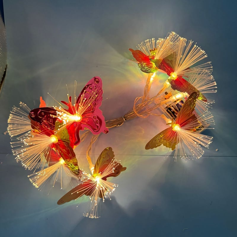 Virág alakú LED fényfüzér, IP44 védelem, 10 LED, akkumulátorral működik