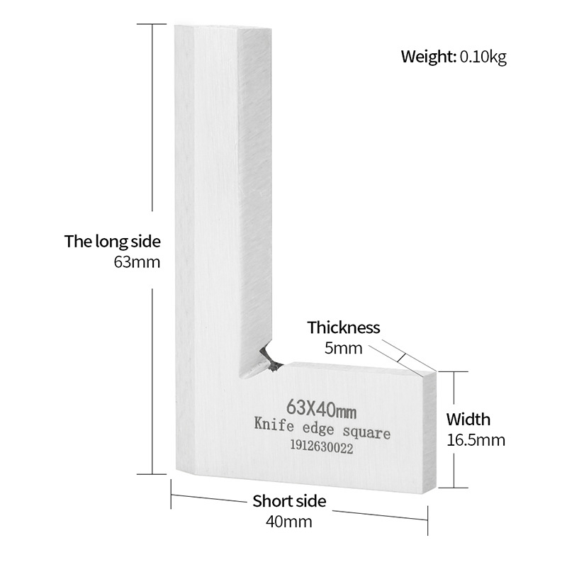 Τετράγωνος γωνιακός χάρακας με κοπτικό άκρο από ανθρακούχο ατσάλι, 75–600 mm, 90° διαβάθμιση