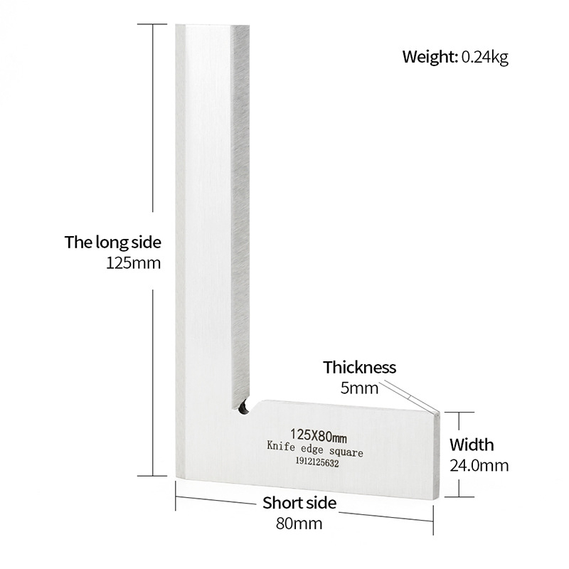 Τετράγωνος γωνιακός χάρακας με κοπτικό άκρο από ανθρακούχο ατσάλι, 75–600 mm, 90° διαβάθμιση