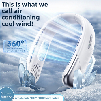 Bez lāpstiņu kakla ventilators | (Iekšējā 2000–4000 mAh baterija; USB uzlāde; Brushless motors; Bez lāpstiņām dizains; 5 ātrumi)