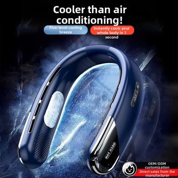 Bez lāpstiņu kakla ventilators | (Iekšējā 2000–4000 mAh baterija; USB uzlāde; Brushless motors; Bez lāpstiņām dizains; 5 ātrumi)