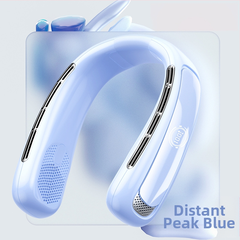 Bez lāpstiņu kakla ventilators | (Iekšējā 2000–4000 mAh baterija; USB uzlāde; Brushless motors; Bez lāpstiņām dizains; 5 ātrumi)