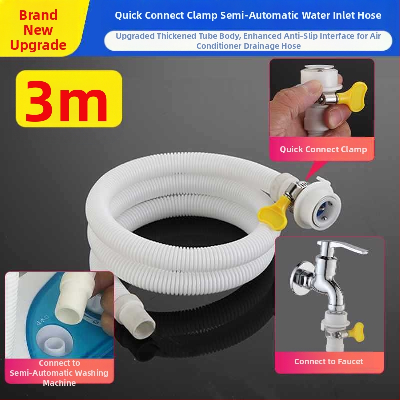 Plaunimo mašinos vandens įvado žarna — greitas snap-on jungtis, pusiau automatinė, universalus, plastinis