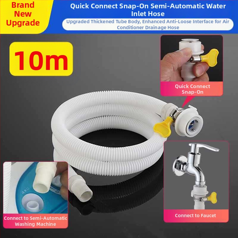 Plaunimo mašinos vandens įvado žarna — greitas snap-on jungtis, pusiau automatinė, universalus, plastinis