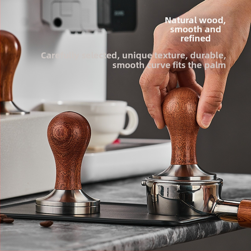 Kavos tamperis iš nerūdijančio plieno su plokščiu dugnu ir srieginiu užpildymu, 300 g, modernus minimalistinis stilius, dėžutės pakuotė