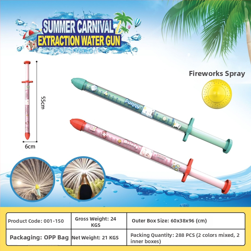 Vandens pistolė vandens mūšiams, aukšto slėgio traukiamasis dizainas, iš plastiko, 3C sertifikatas: 2022182202029400, amžius 7–14 metų