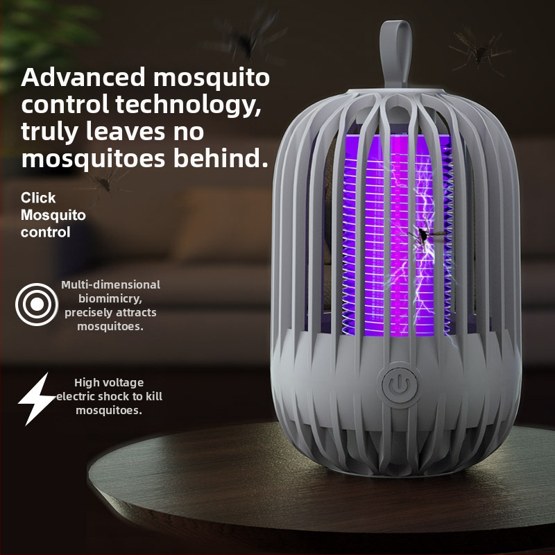 Elektrinė uodų naikinimo lemputė su USB įkrovimu ir įmontuota baterija – šviesos gaudyklė ir elektros šokas, vidaus ir lauko naudojimui