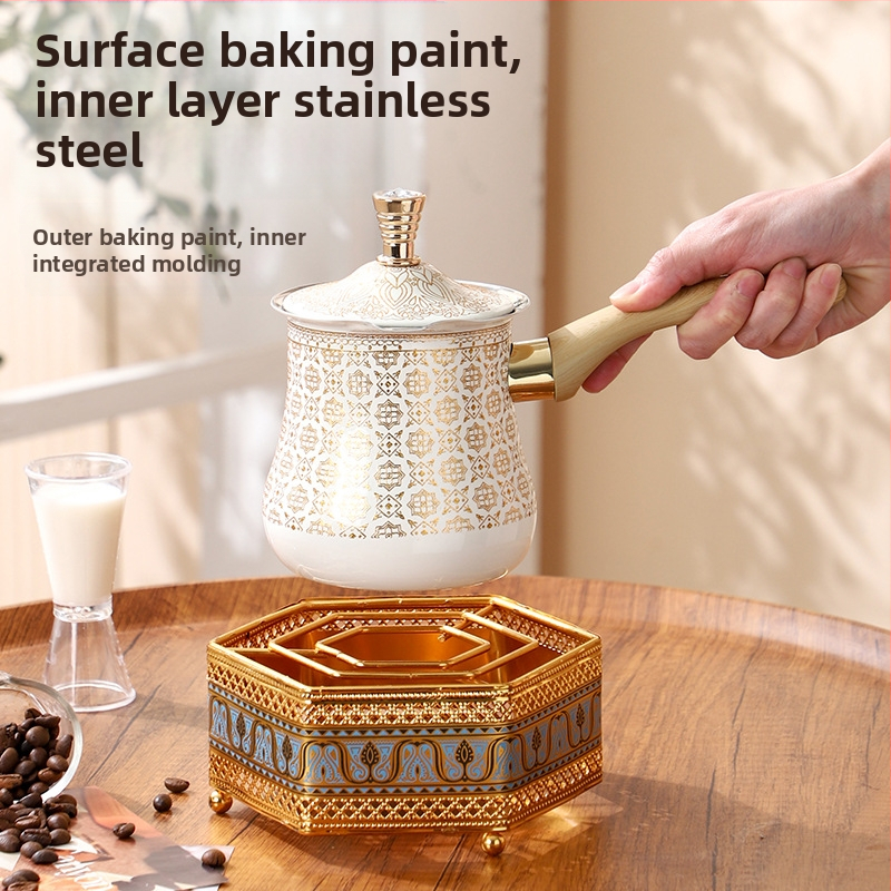 Комплект за нагряване на турска кафеварка, от неръждаема стомана, стил луксозно ретро, за кафе, персонализируем