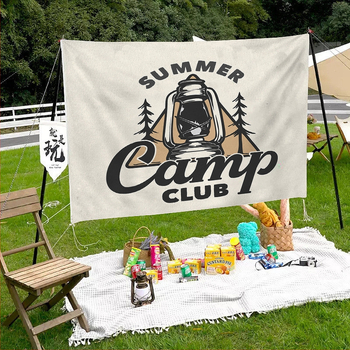 Ταπισέρι φόντου για χαλαρό κάμπινγκ – κοντό plush ύφασμα, 100% πολυεστέρα, ορθογώνιο σχήμα, μοτίβο τοπίου, ψηφιακή μεταφορά θερμότητας