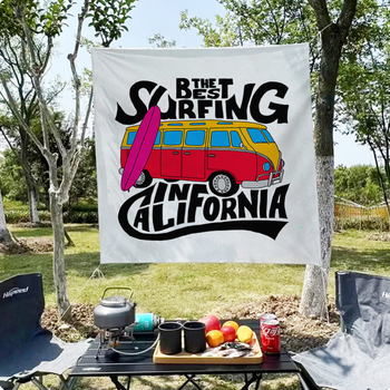 Ταπισέρι φόντου για χαλαρό κάμπινγκ – κοντό plush ύφασμα, 100% πολυεστέρα, ορθογώνιο σχήμα, μοτίβο τοπίου, ψηφιακή μεταφορά θερμότητας