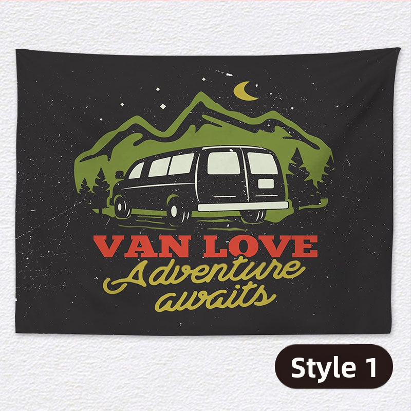 Ταπισέρι φόντου για χαλαρό κάμπινγκ – κοντό plush ύφασμα, 100% πολυεστέρα, ορθογώνιο σχήμα, μοτίβο τοπίου, ψηφιακή μεταφορά θερμότητας