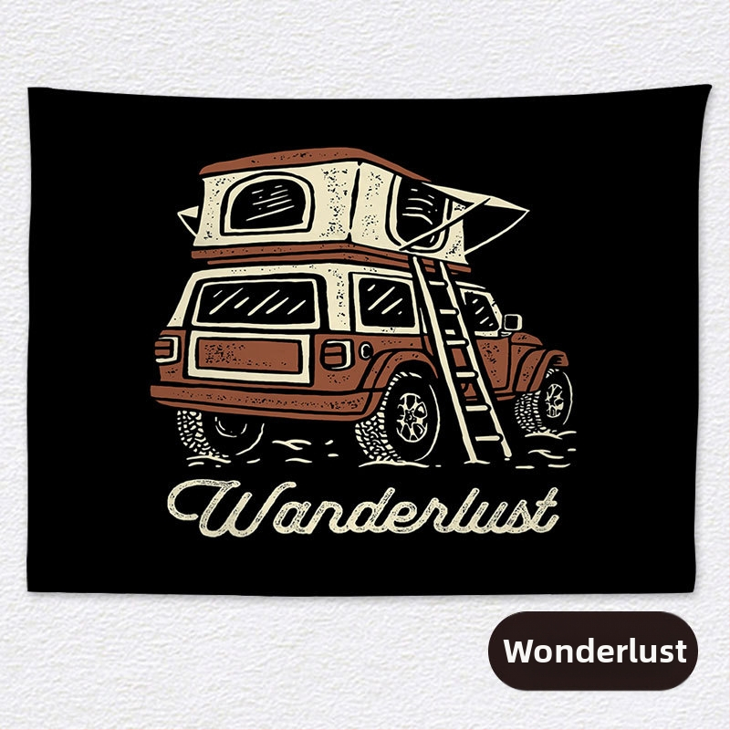 Ταπισέρι φόντου για χαλαρό κάμπινγκ – κοντό plush ύφασμα, 100% πολυεστέρα, ορθογώνιο σχήμα, μοτίβο τοπίου, ψηφιακή μεταφορά θερμότητας