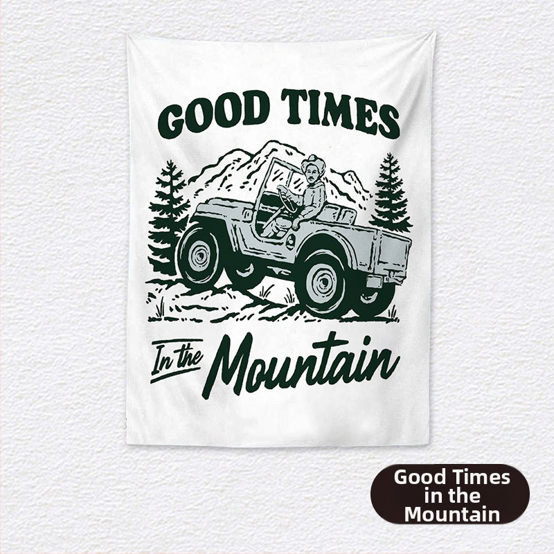 Ταπισέρι φόντου για χαλαρό κάμπινγκ – κοντό plush ύφασμα, 100% πολυεστέρα, ορθογώνιο σχήμα, μοτίβο τοπίου, ψηφιακή μεταφορά θερμότητας