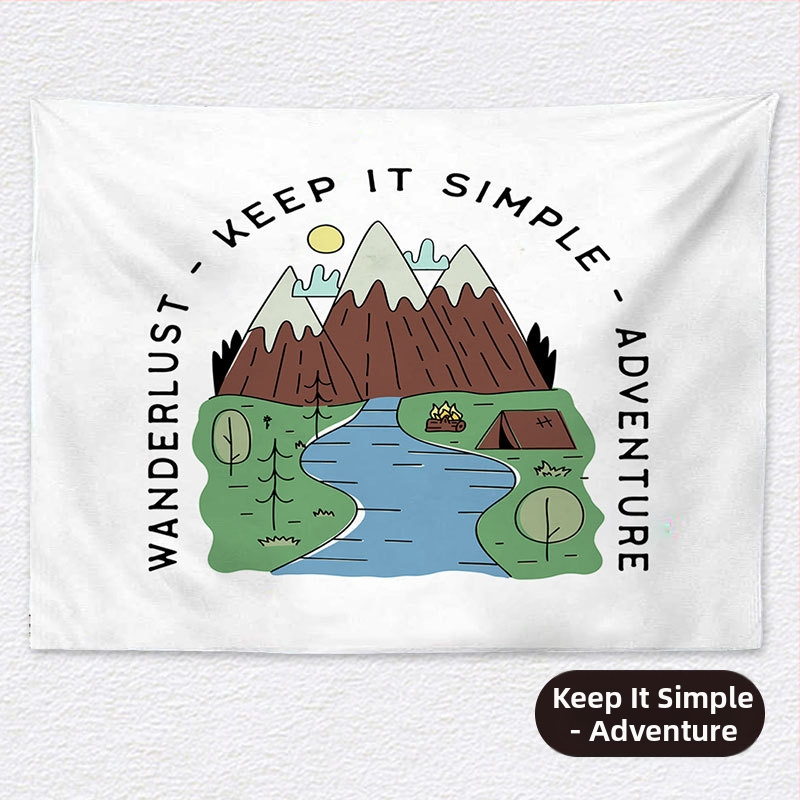 Ταπισέρι φόντου για χαλαρό κάμπινγκ – κοντό plush ύφασμα, 100% πολυεστέρα, ορθογώνιο σχήμα, μοτίβο τοπίου, ψηφιακή μεταφορά θερμότητας