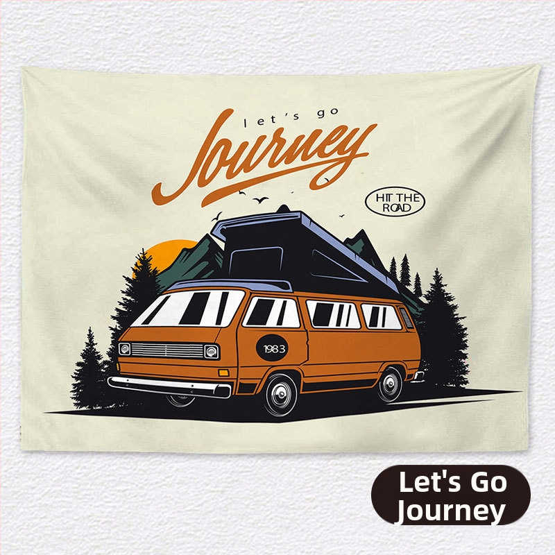 Ταπισέρι φόντου για χαλαρό κάμπινγκ – κοντό plush ύφασμα, 100% πολυεστέρα, ορθογώνιο σχήμα, μοτίβο τοπίου, ψηφιακή μεταφορά θερμότητας