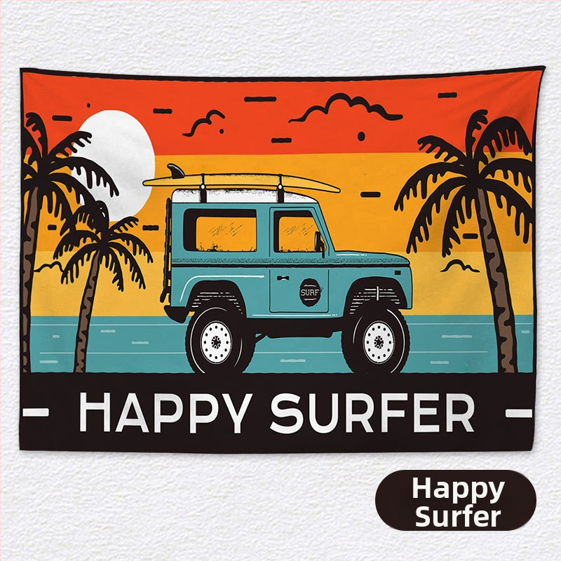 Ταπισέρι φόντου για χαλαρό κάμπινγκ – κοντό plush ύφασμα, 100% πολυεστέρα, ορθογώνιο σχήμα, μοτίβο τοπίου, ψηφιακή μεταφορά θερμότητας