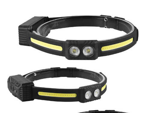 Külső LED fejlámpa kézi dinamóval történő töltéssel, alumínium ötvözet test, akkumulátor-kapacitás 2000–5000 mAh, hatótáv 200–500 m, teljesítmény 10000