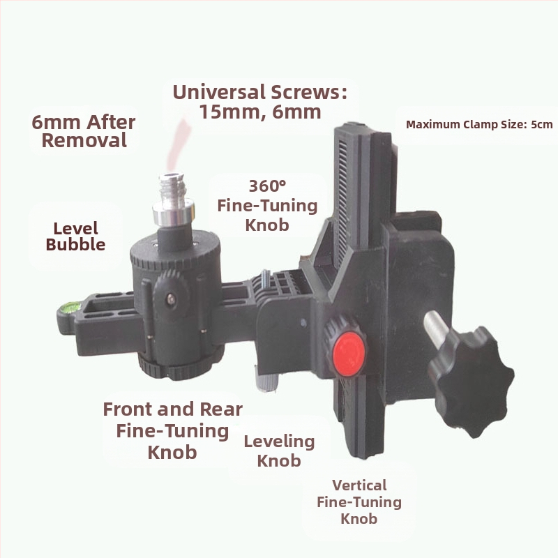 Нивелир с телескопичен прът – железен крепеж, пластмасова платформа за пан/наклон, регулируем прът, лазерен принцип