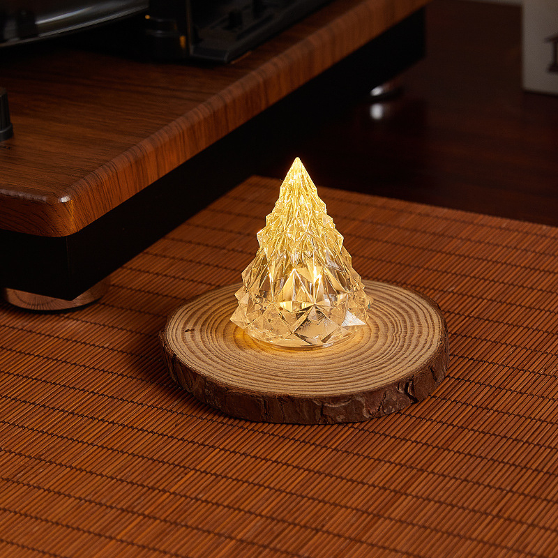 Пластмасова нощна лампа за Коледа с айсберг и коледно дърво — atmospherично осветление; стил: пасторален, модерен арт, лек лукс; Подходяща за: Коледа