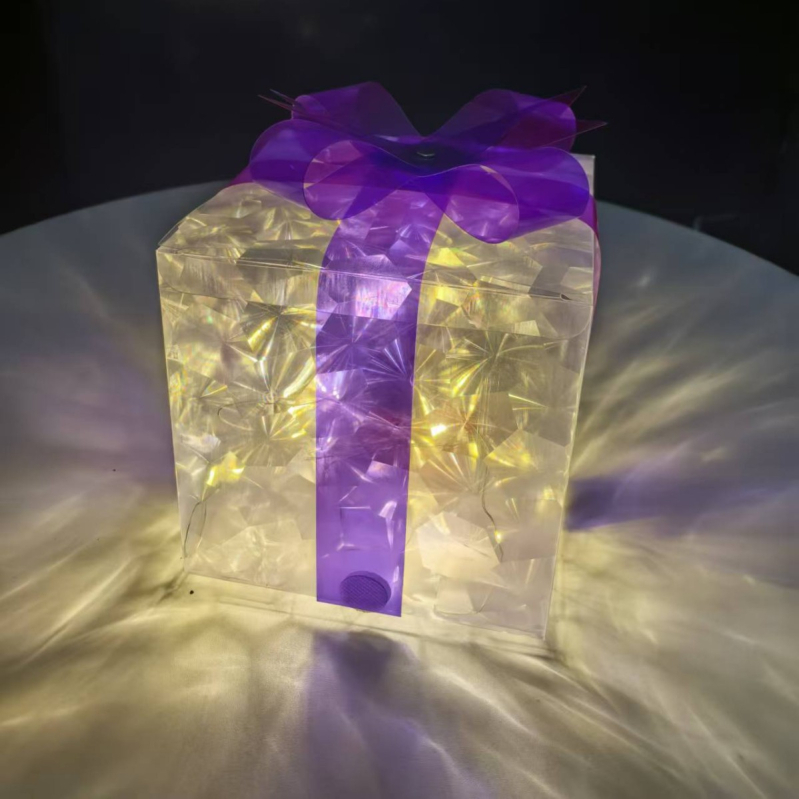 Világító karácsonyi ajándékdoboz lézeres macskaszemmel, PVC, White Ze