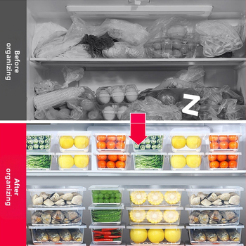 Κουτί αποθήκευσης ψυγείου ιαπωνικού στυλ με αποστράγγιση, PP πλαστικό, ορθογώνιο, με καπάκι, διατηρεί φρεσκάδα