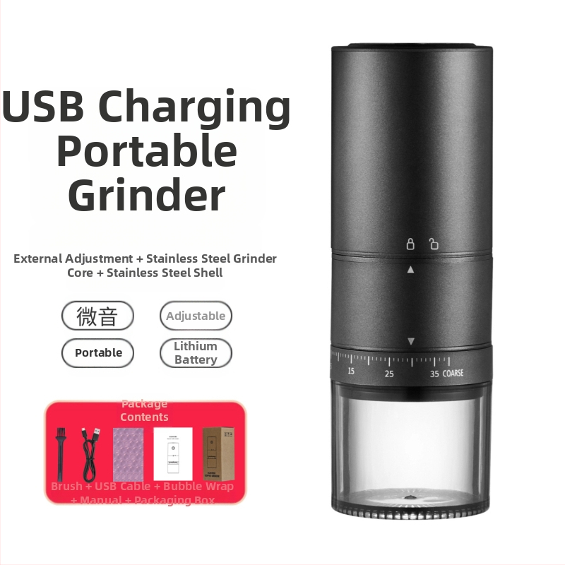 Mingxi elektrinis kavos malūnas pupelėms — automatinis, ABS korpusas, svoris 0,43 kg, pritaikymas galimas