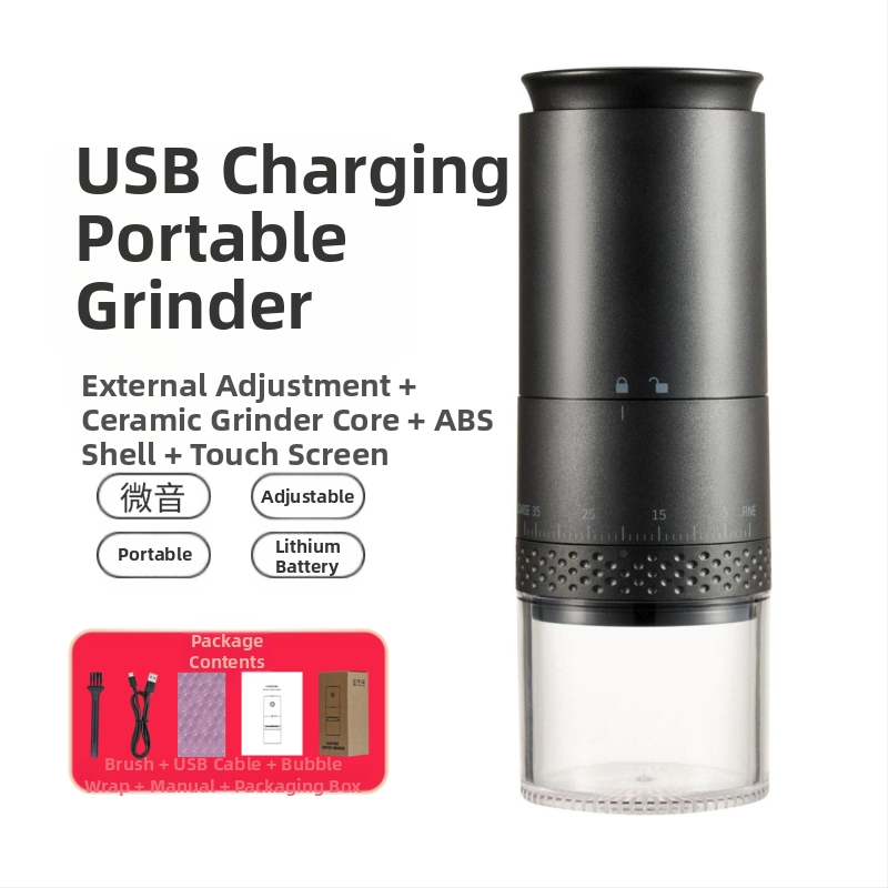 Mingxi elektrinis kavos malūnas pupelėms — automatinis, ABS korpusas, svoris 0,43 kg, pritaikymas galimas