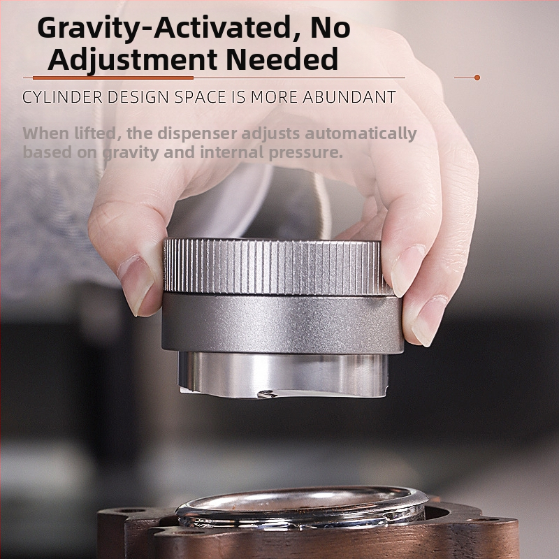 Неръждаема стомана гравитационен тампер за еспресо кафе, регулируема височина, тегло 390 г