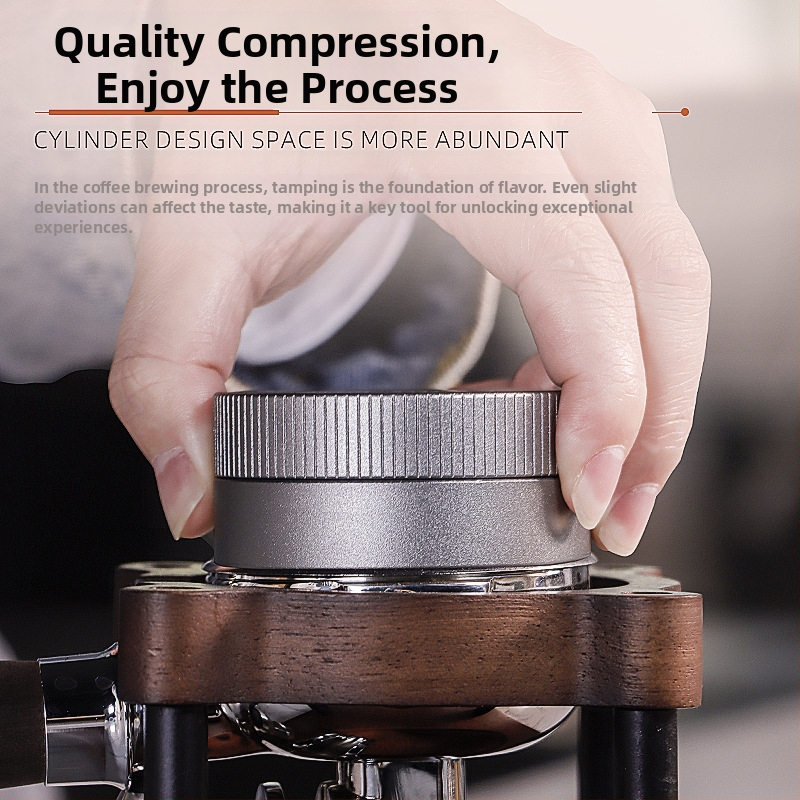 Неръждаема стомана гравитационен тампер за еспресо кафе, регулируема височина, тегло 390 г