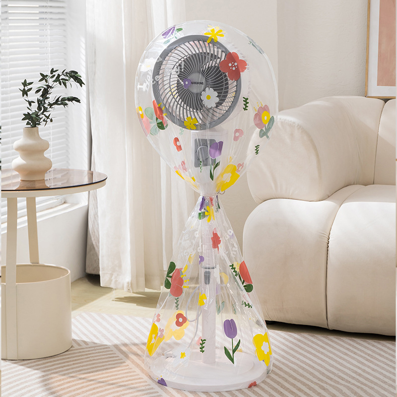 PEVA dulkių gaubtas mažam stovinčiam ventiliatoriui, piešinio karikatūra, modelis 145 118 45, medžiaga PEVA, pakuotė 400