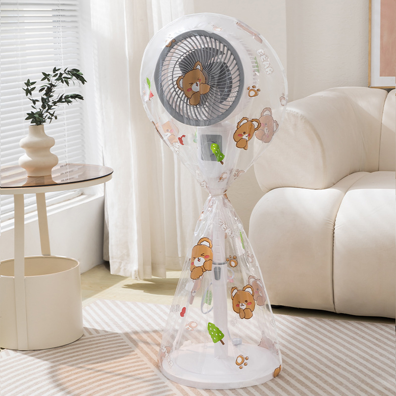 PEVA dulkių gaubtas mažam stovinčiam ventiliatoriui, piešinio karikatūra, modelis 145 118 45, medžiaga PEVA, pakuotė 400