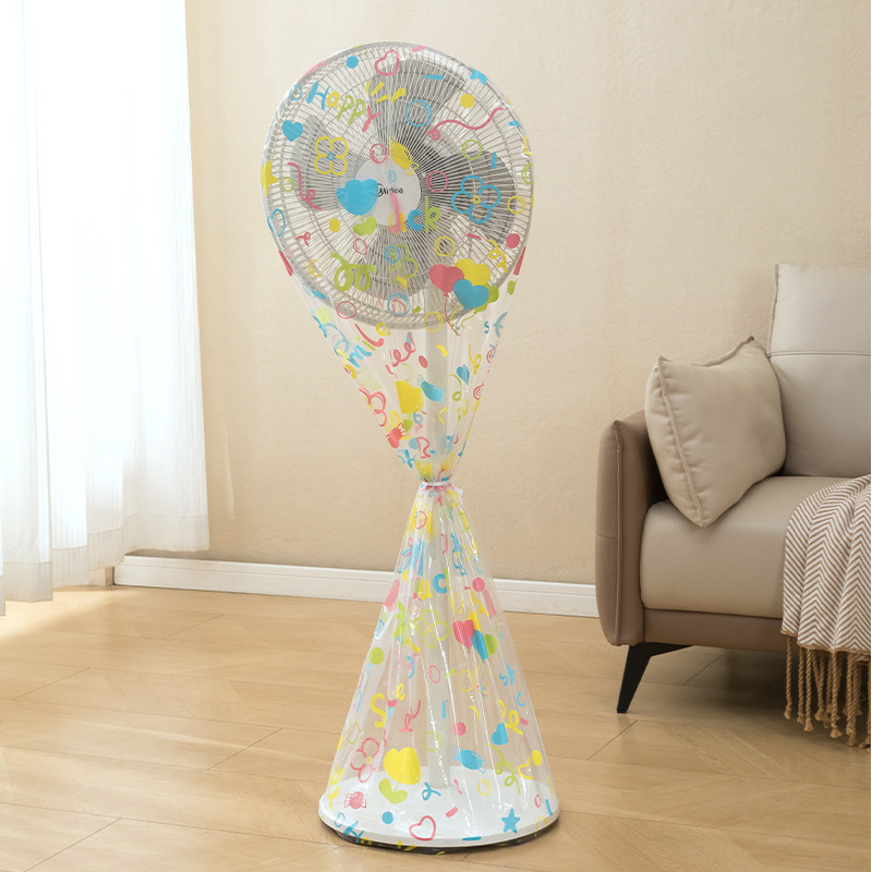 PEVA dulkių gaubtas mažam stovinčiam ventiliatoriui, piešinio karikatūra, modelis 145 118 45, medžiaga PEVA, pakuotė 400