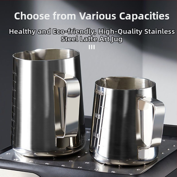 Latte art indas su matavimo skale ir siauru išpylimu