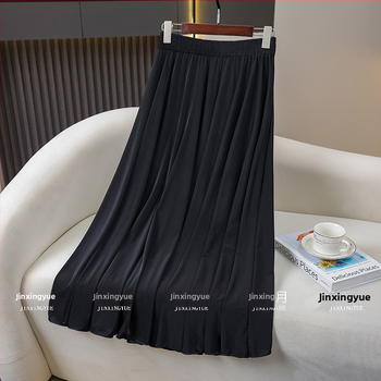 Ice Silk A-line midi φούστα, φλοράλ σχέδιο, 70–80% βισκόζη, μακριά, ήπια ελαστικότητα, Καλοκαίρι 2025