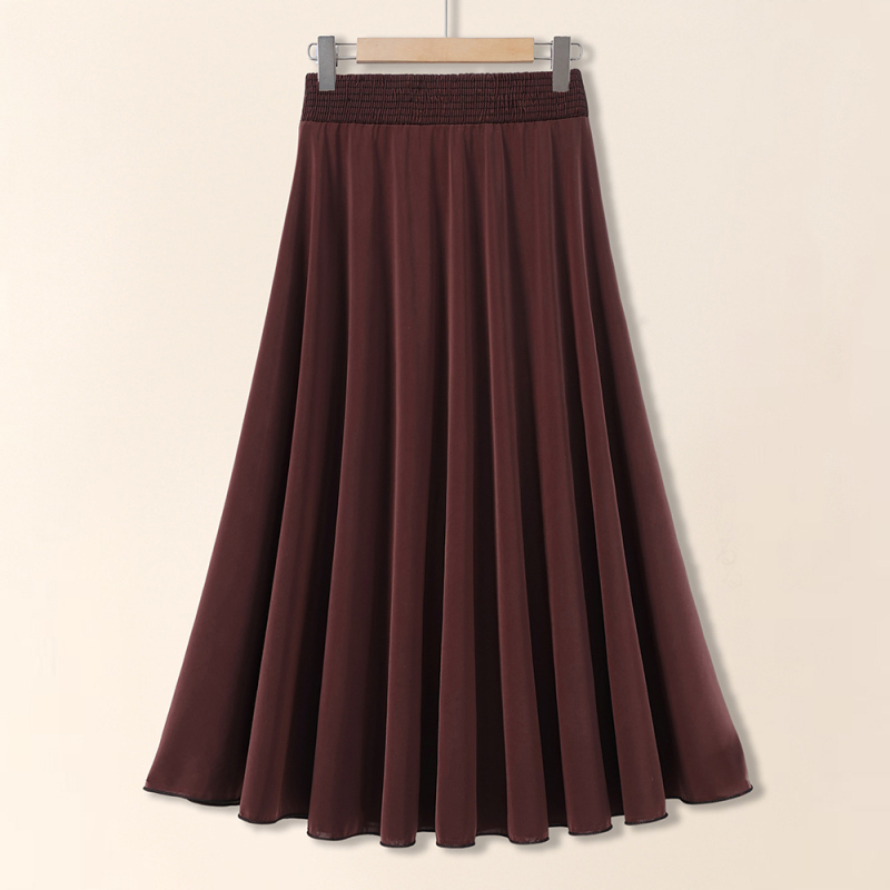 A-vonalú midi szoknya, hosszú, virágos mintázat, Ice Silk, 70–80% viszkóz, enyhe nyújthatóság, 2025 nyár