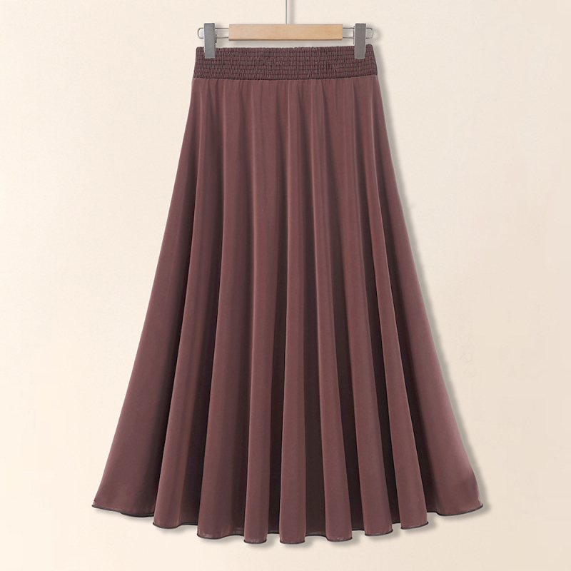 A-vonalú midi szoknya, hosszú, virágos mintázat, Ice Silk, 70–80% viszkóz, enyhe nyújthatóság, 2025 nyár